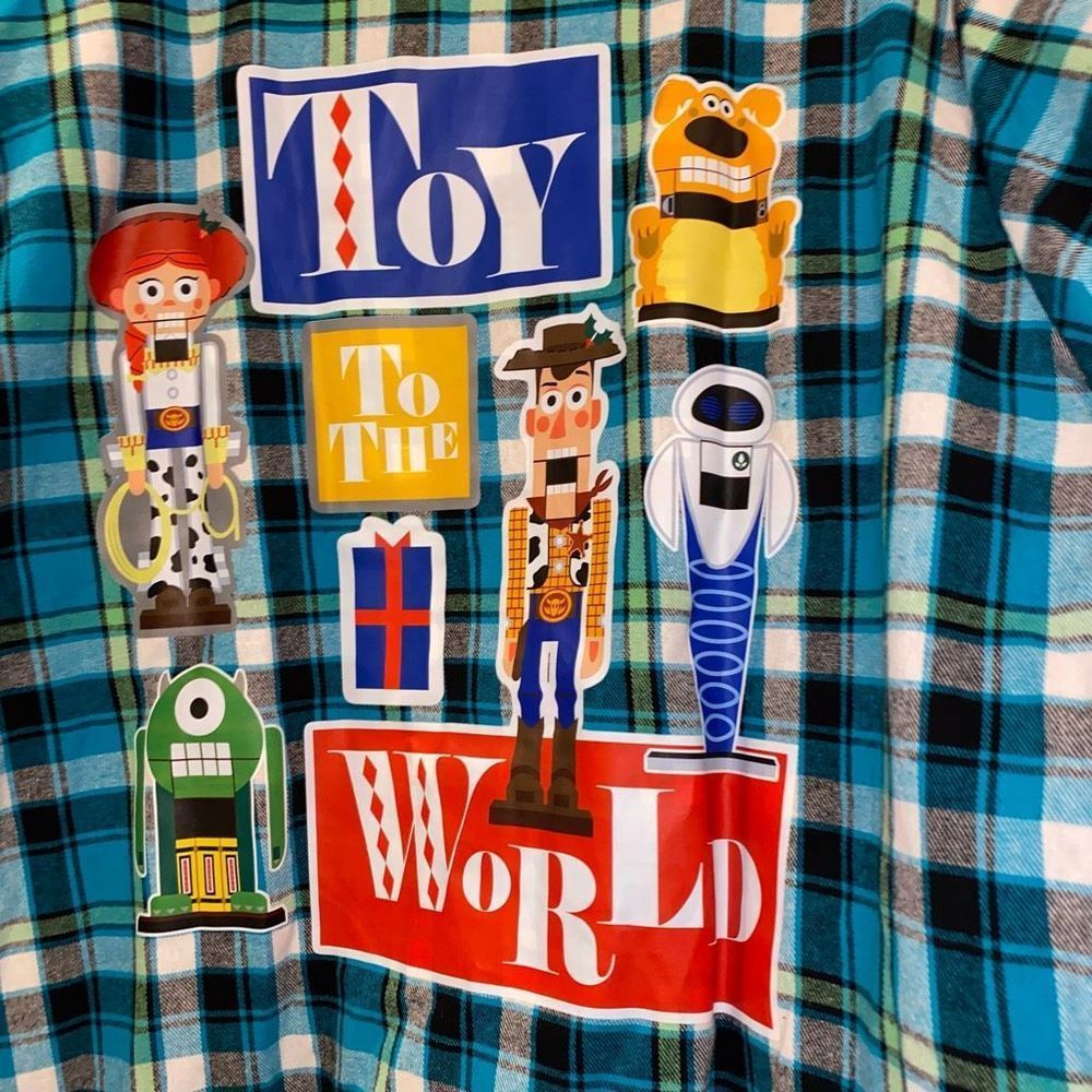 Disney Toy Story Plaid Button-Up Shirt - Red and Blue